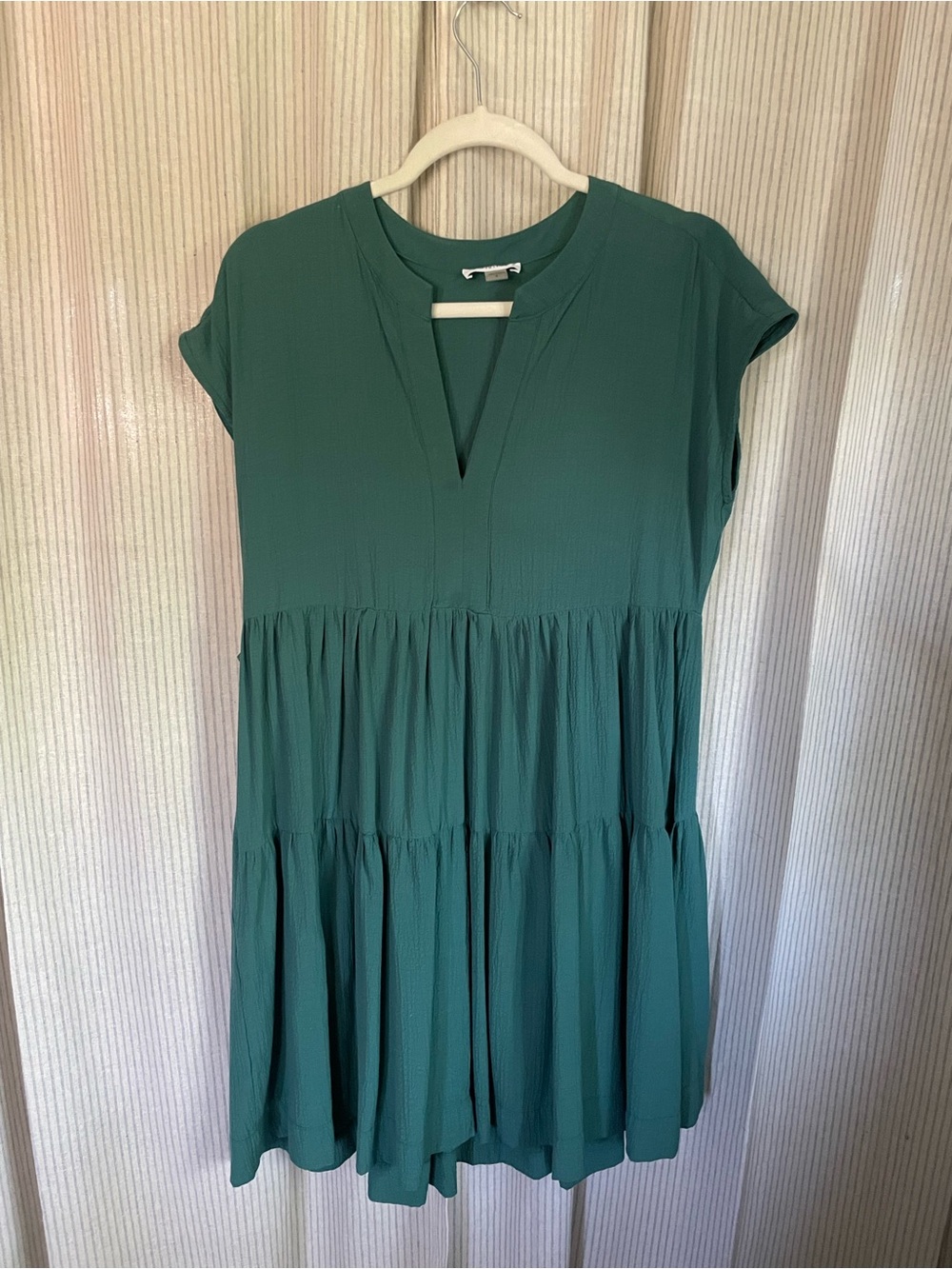 Calvin Klein Teal Tiered V-Neck Dress